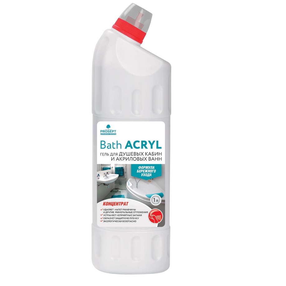 Bath Acryl. Средство для чистки акриловых поверхностей и душевых кабин, концентрат 1л